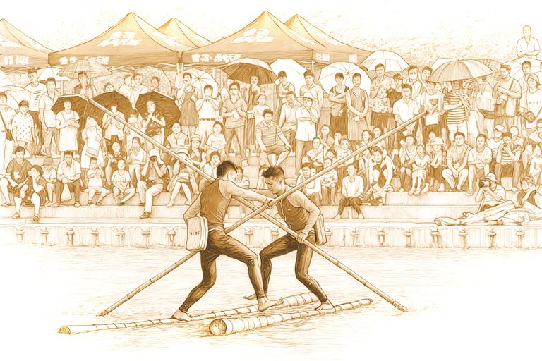 独竹漂运动员比赛情景